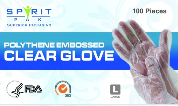 Large Poly gloves clear embossed PE (100x100)