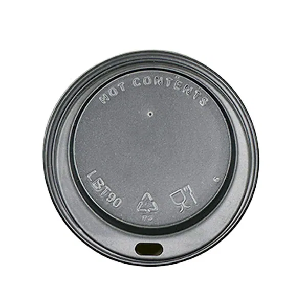 90mm Black Hot Cup Lids - (16/12oz) (10x100)