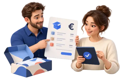 Customer approving a clear quote in euro on a tablet